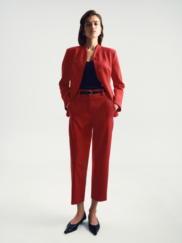 Брюки зауженного кроя из костюмной шерсти