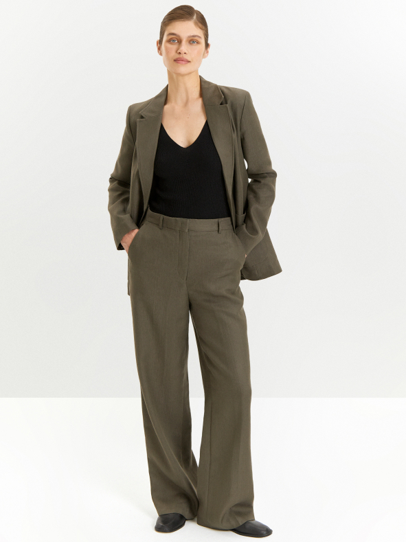 Брюки прямого кроя с добавлением льна