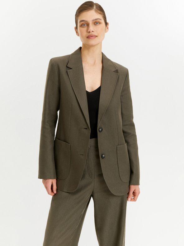 Однобортный жакет с добавлением льна