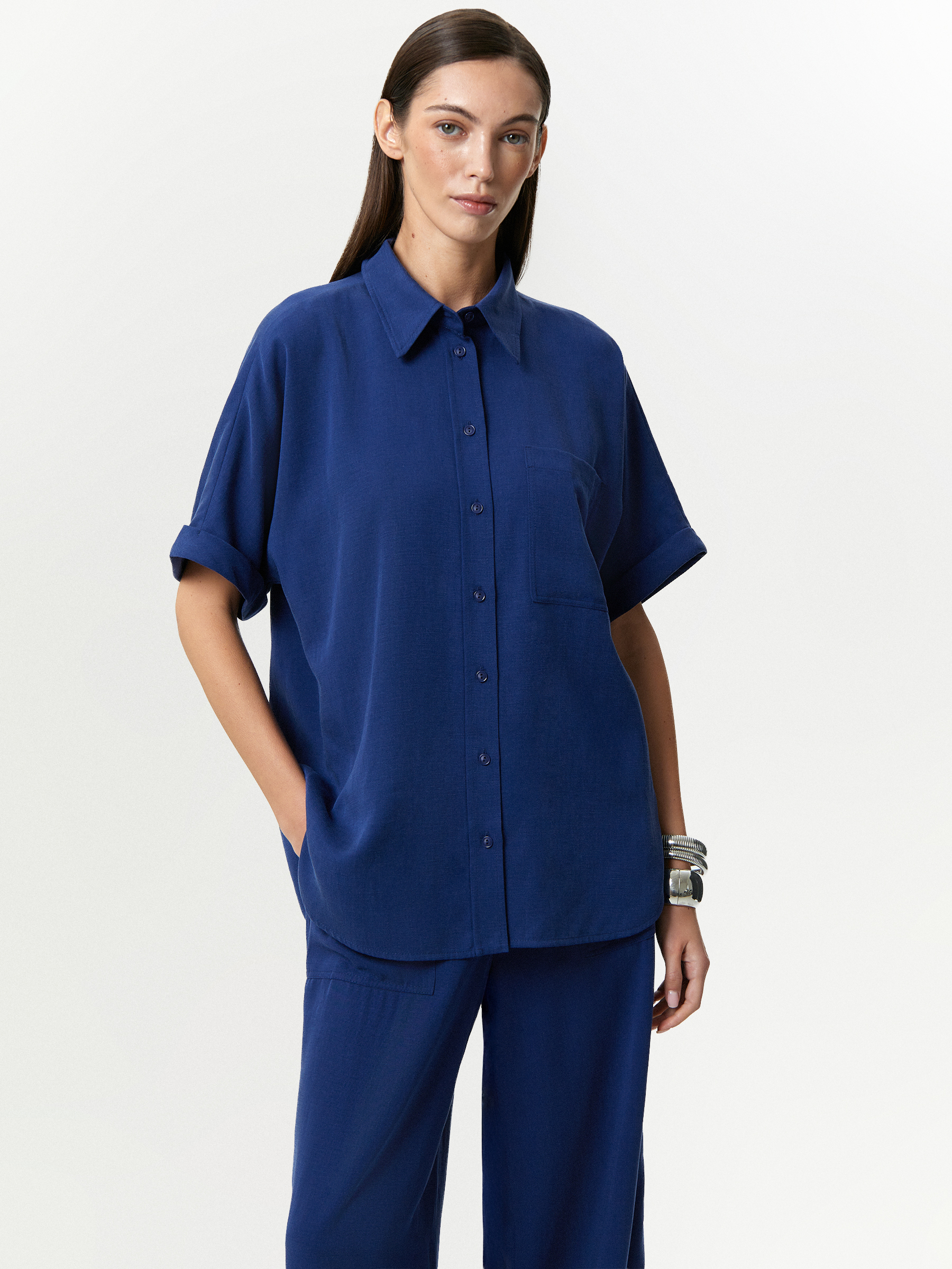 Рубашка с коротким рукавом c добавлением льна 12990₽