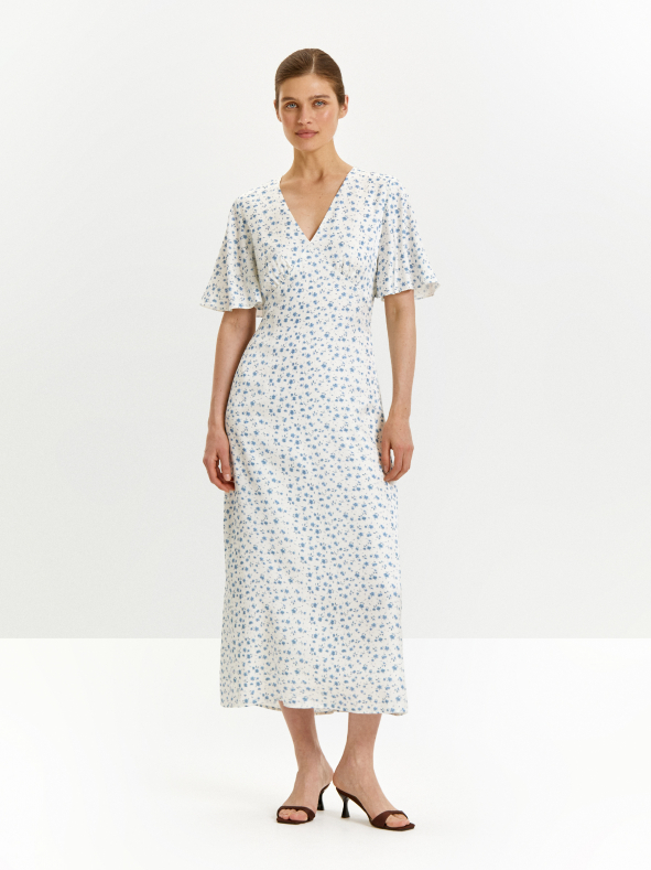 Платье макси из 100% вискозы с цветочным принтом