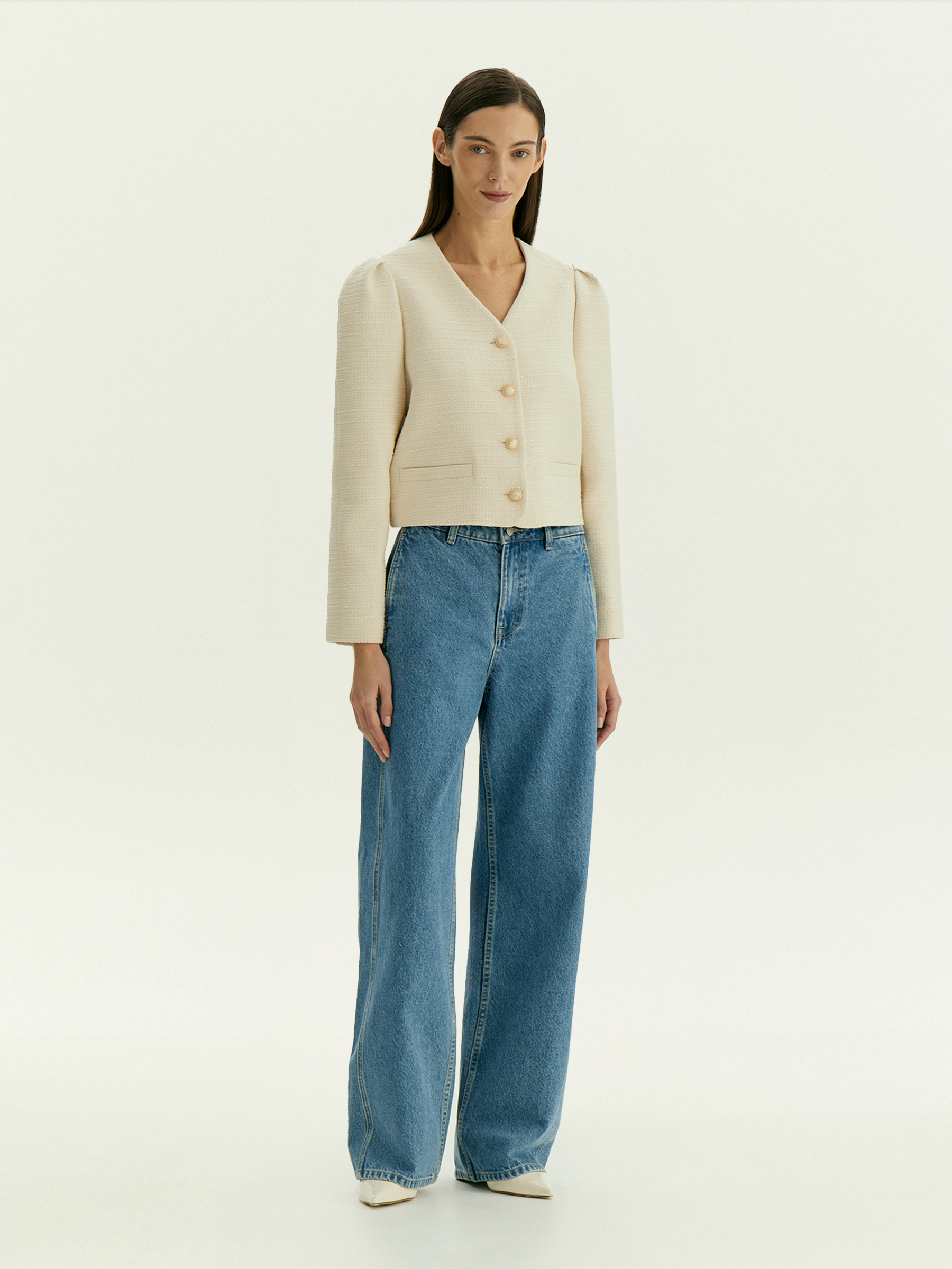 Укороченный жакет из хлопкового твида 9990₽