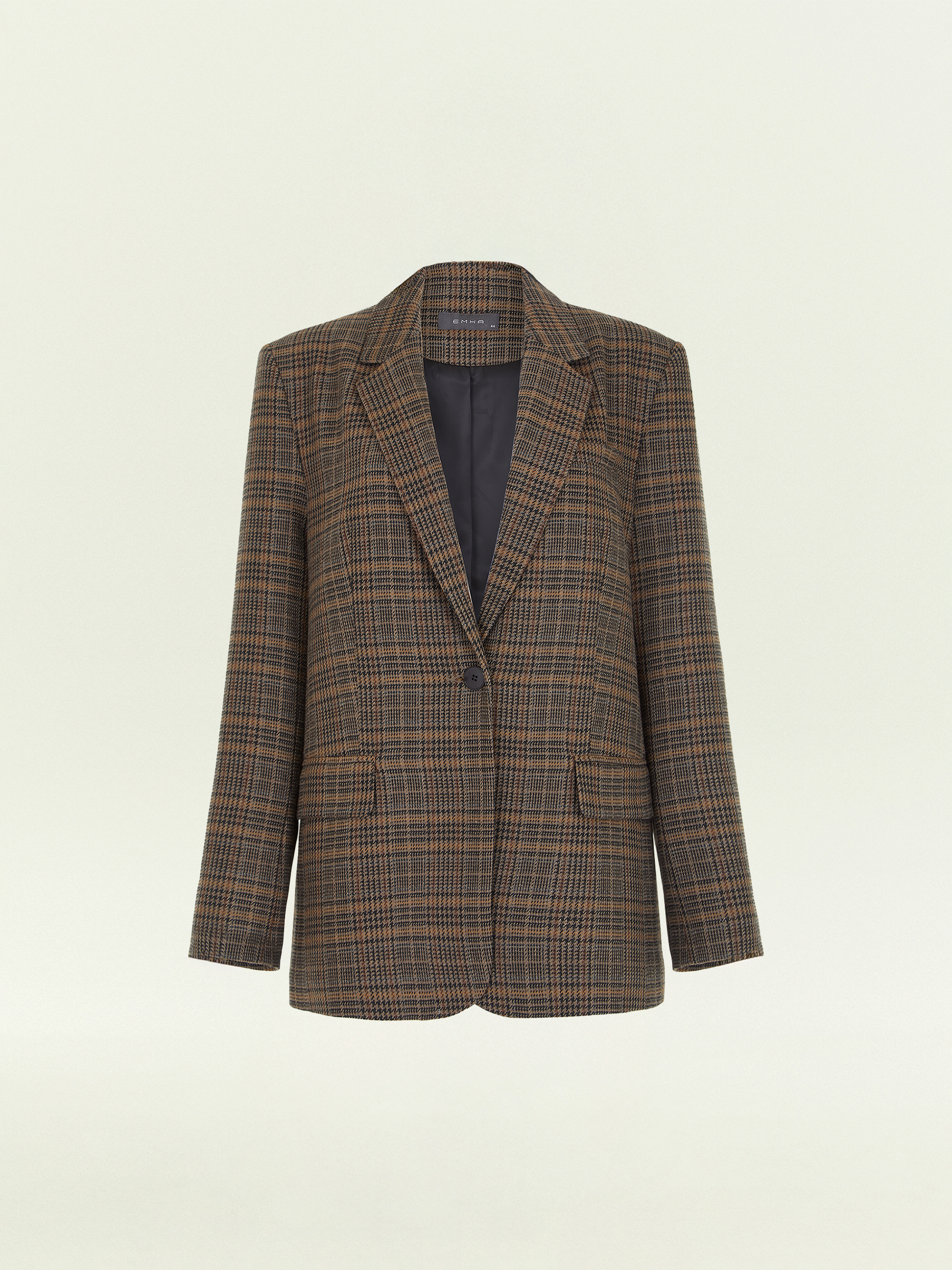 Однобортный жакет из костюмной шерсти в клетку 21690₽