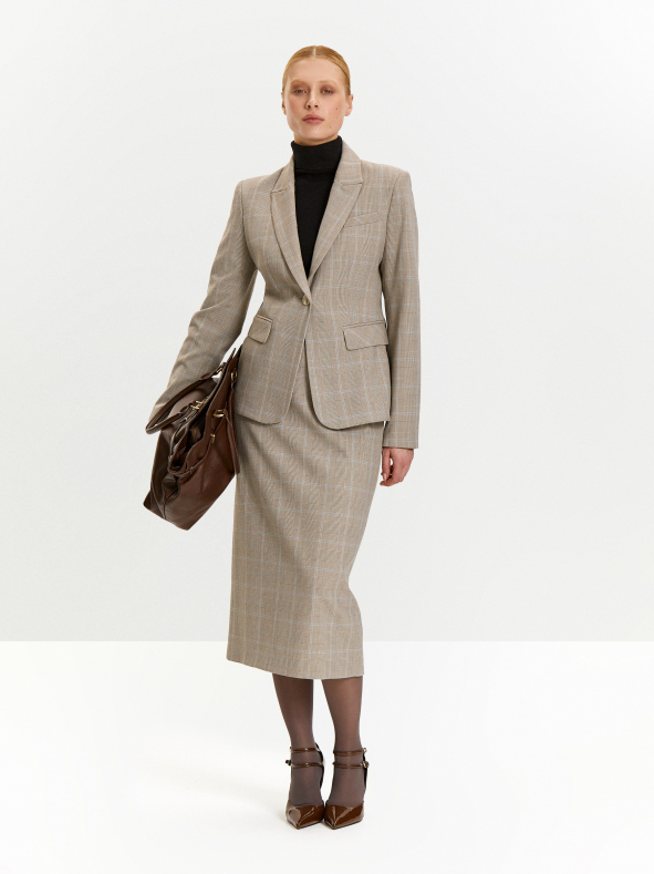 Однобортный жакет в клетку