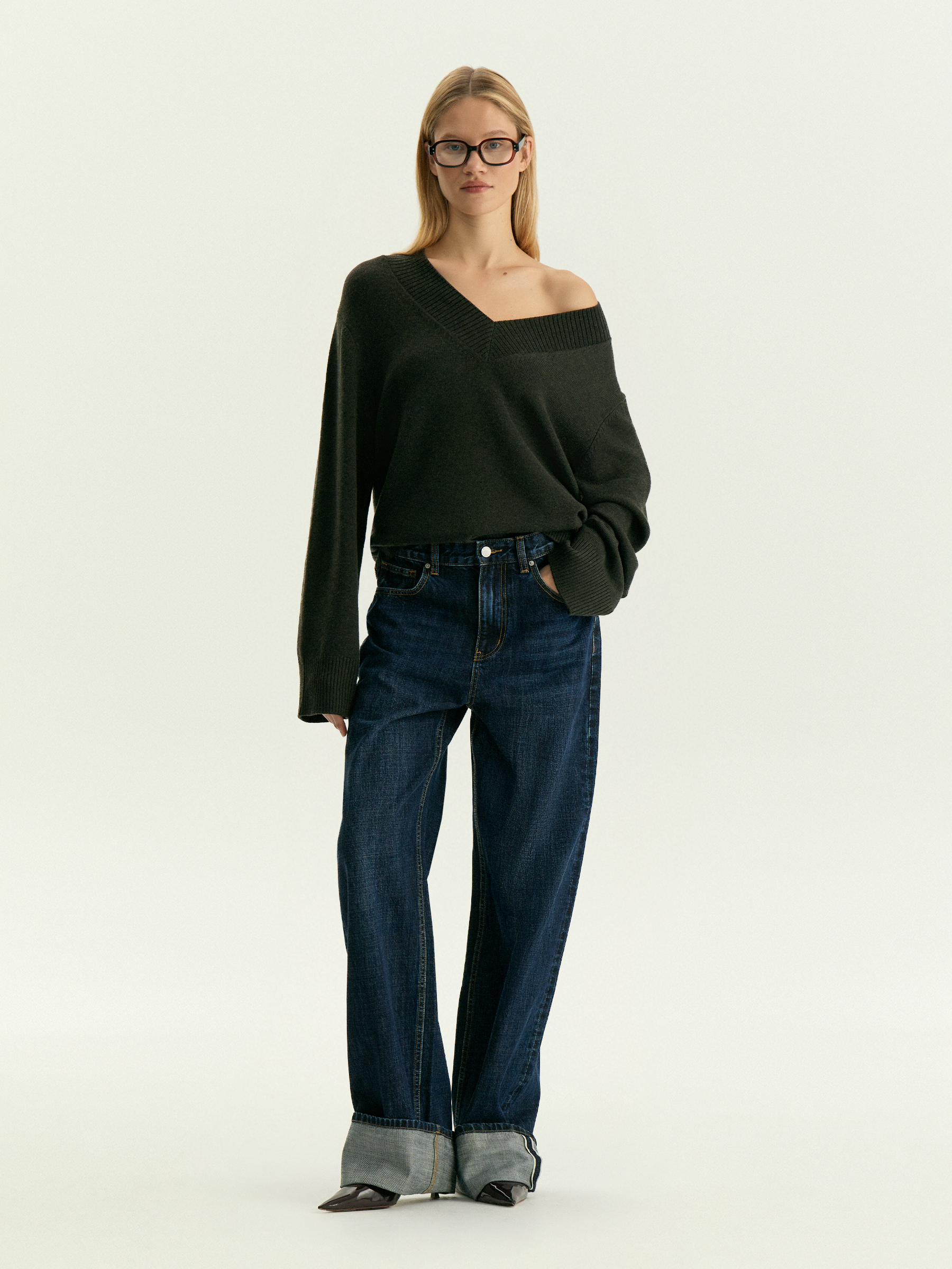 Джемпер из вискозного трикотажа с добавлением шерсти 8390₽