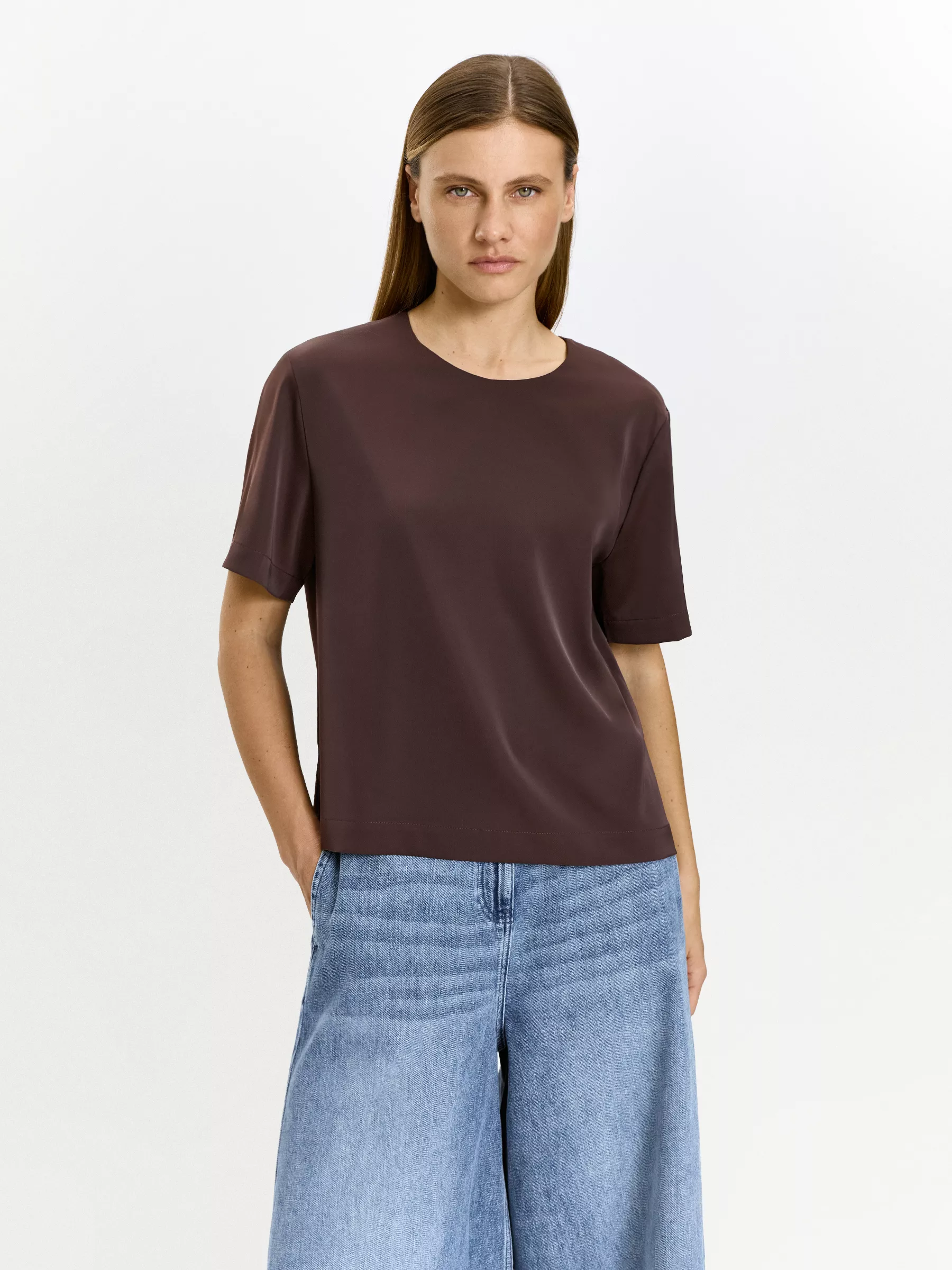 блузка прямого кроя