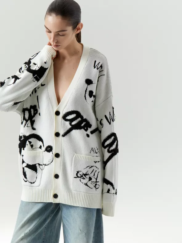 Кардиган oversize с принтом