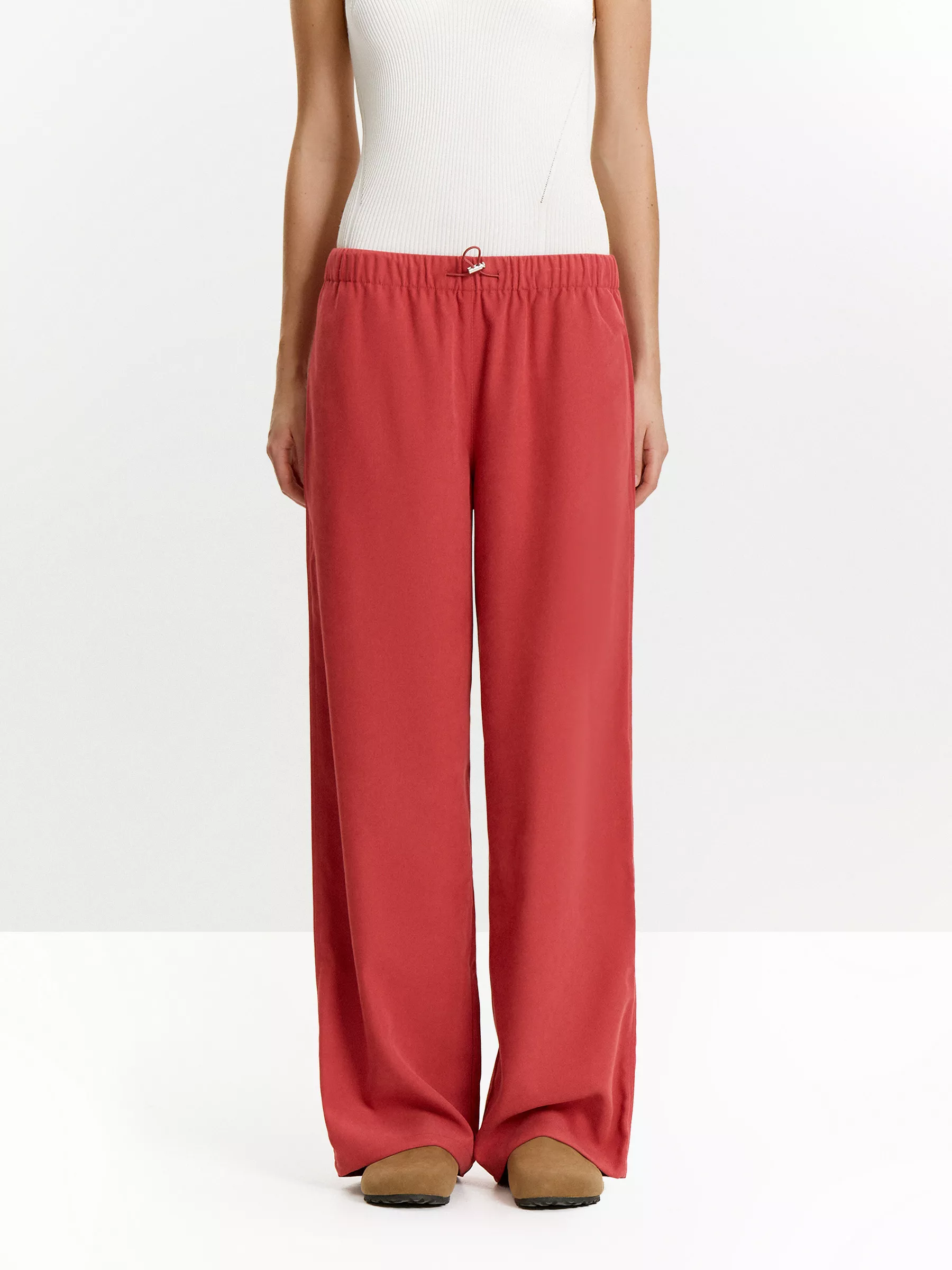 Брюки прямого кроя из трикотажа