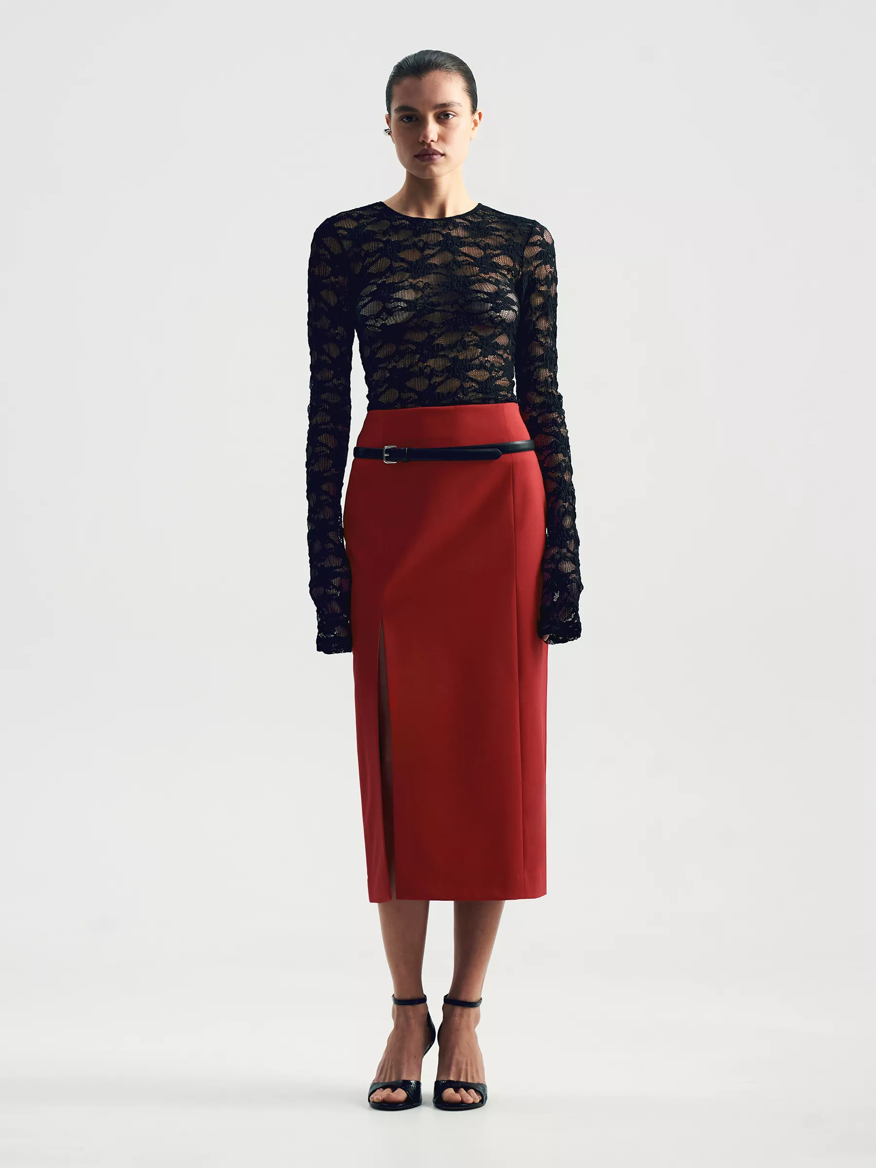 Юбка-карандаш миди из костюмной шерсти