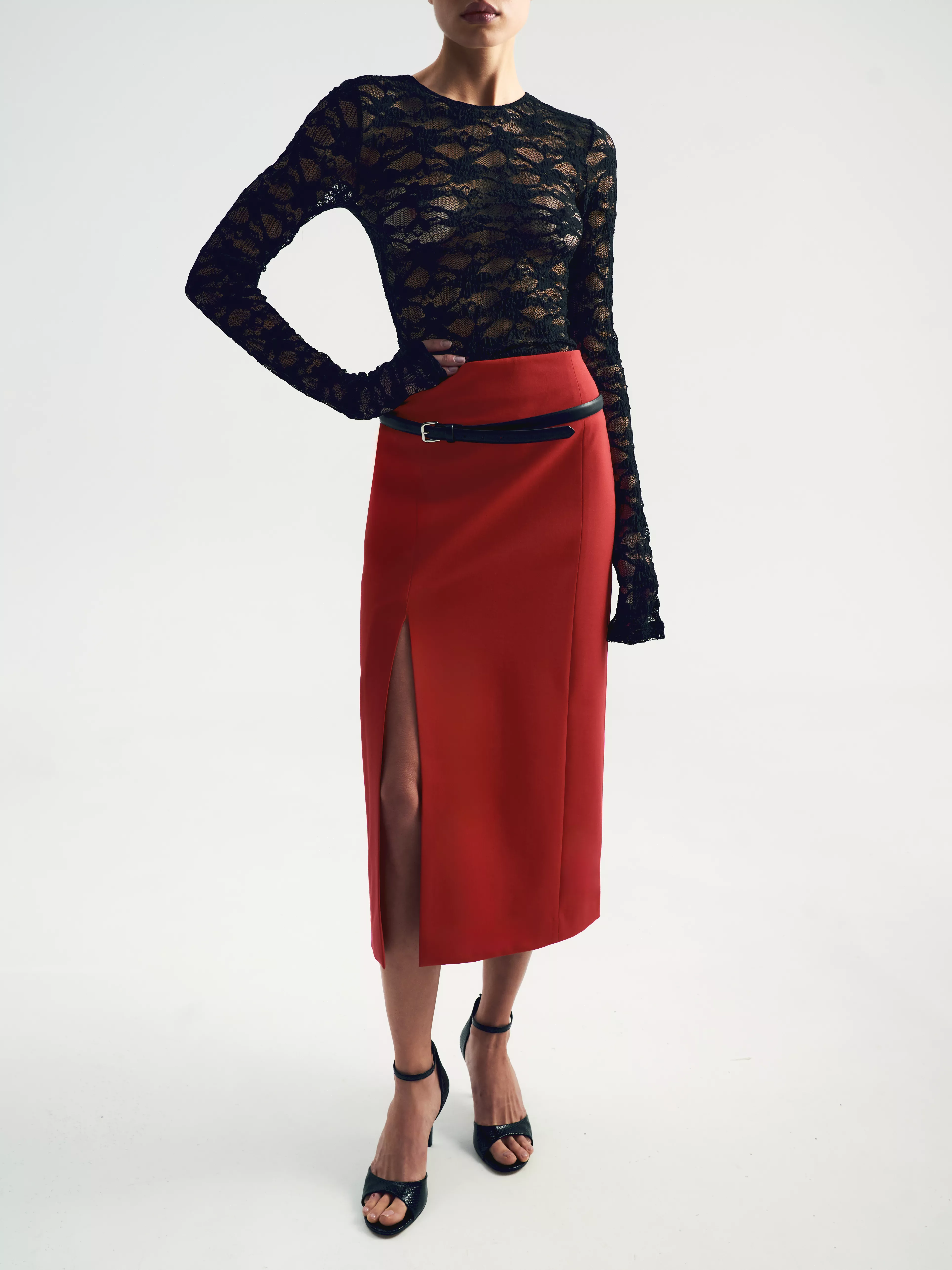 Юбка-карандаш миди из костюмной шерсти