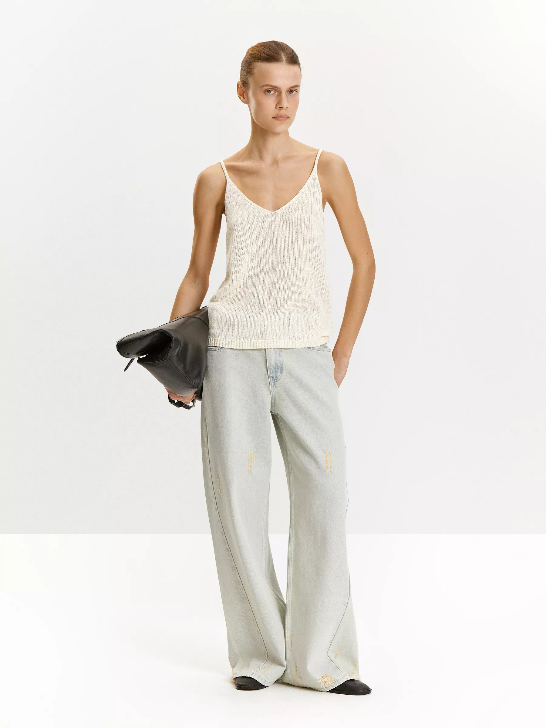 Трикотажный топ с металлизированной нитью