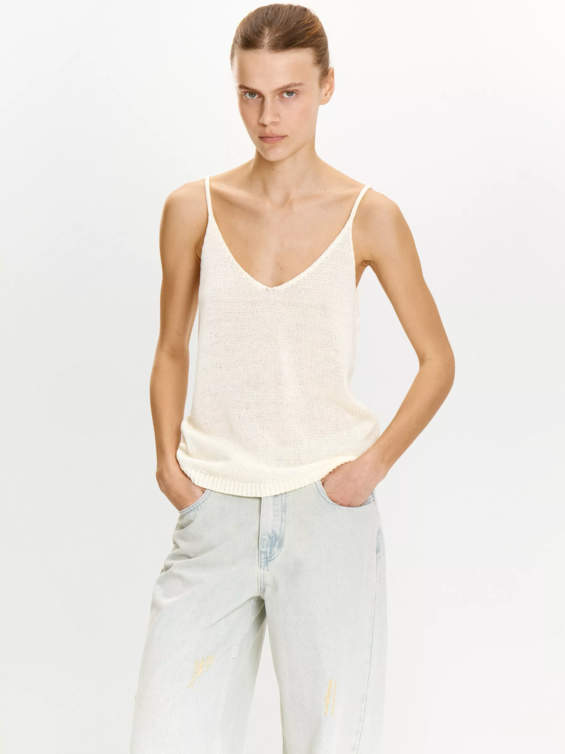 Трикотажный топ с металлизированной нитью