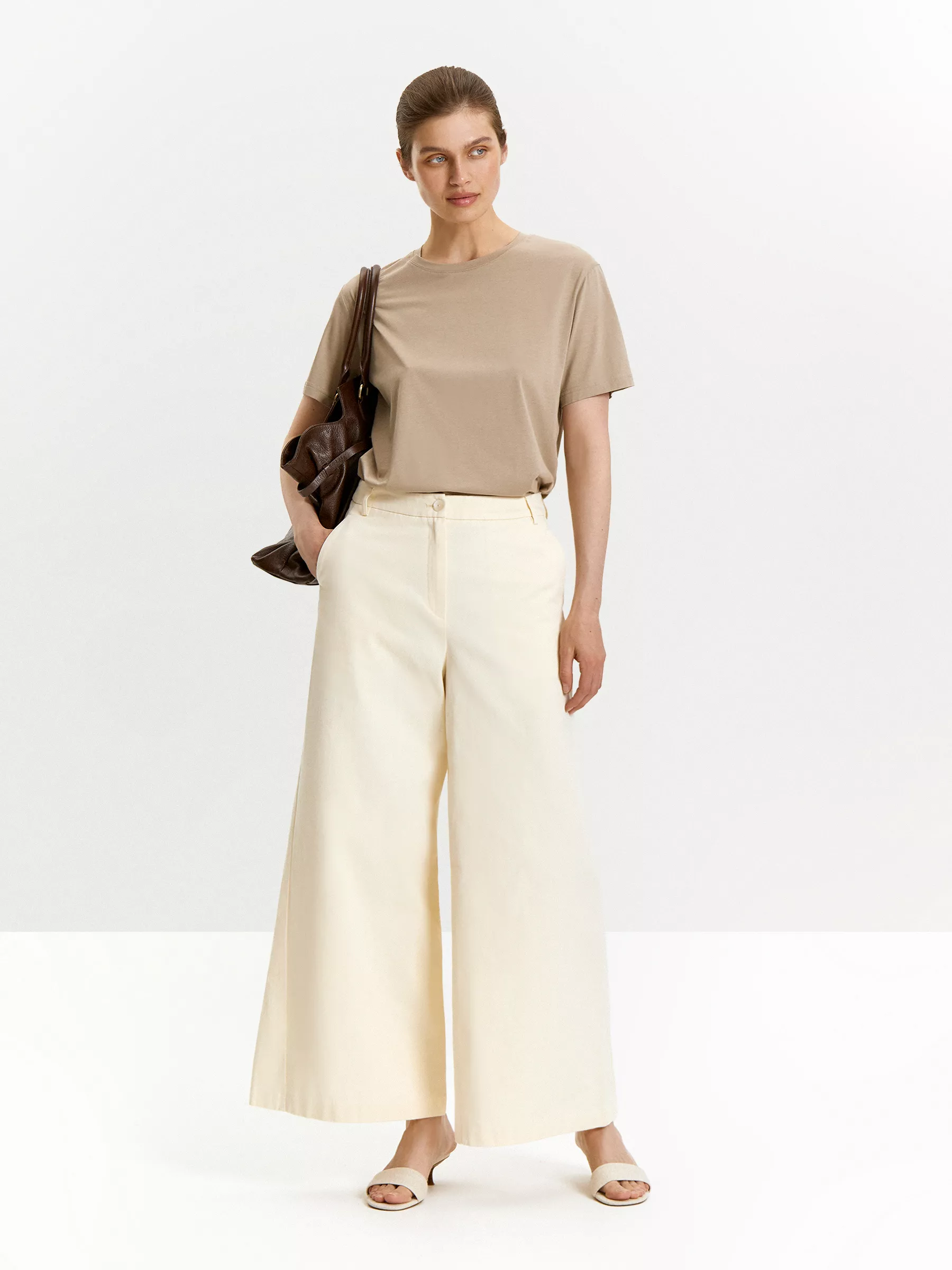 Брюки широкого кроя из 100% хлопка