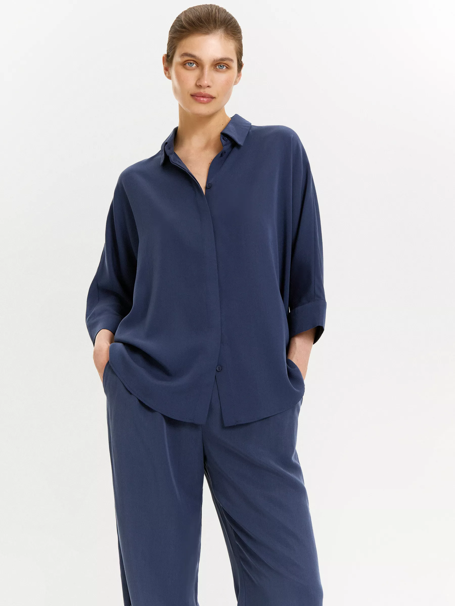 Рубашка с рукавом 3/4 из 100% тенсела