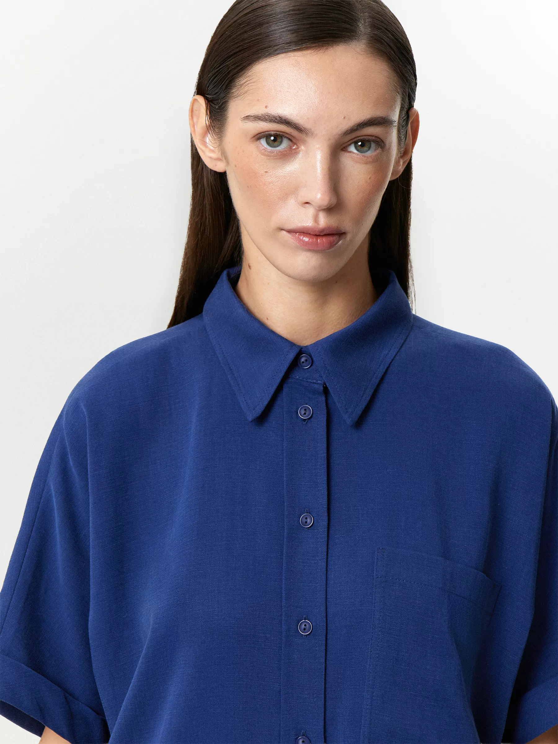 Рубашка с коротким рукавом c добавлением льна