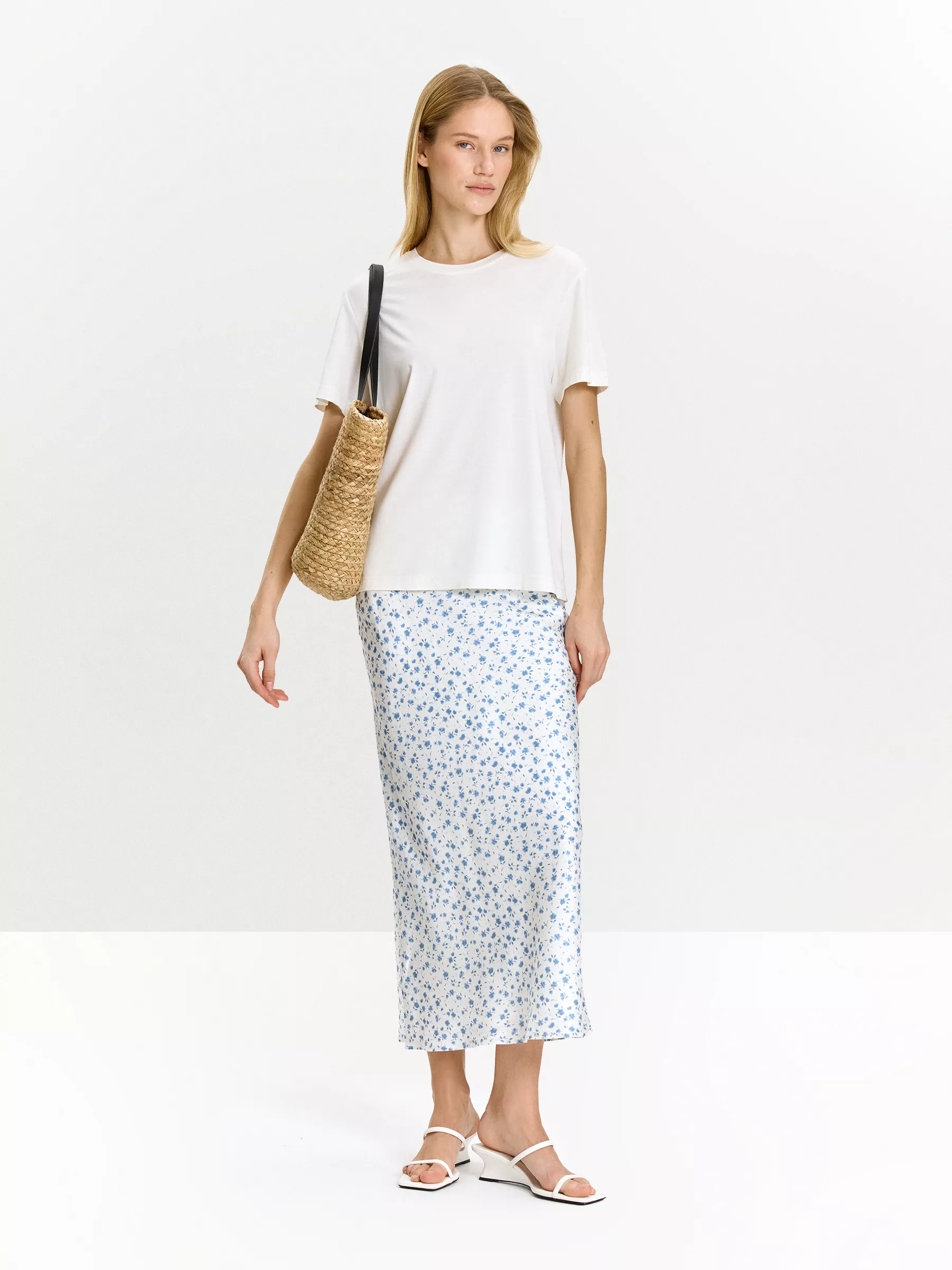 Юбка миди из 100% вискозы с цветочным принтом