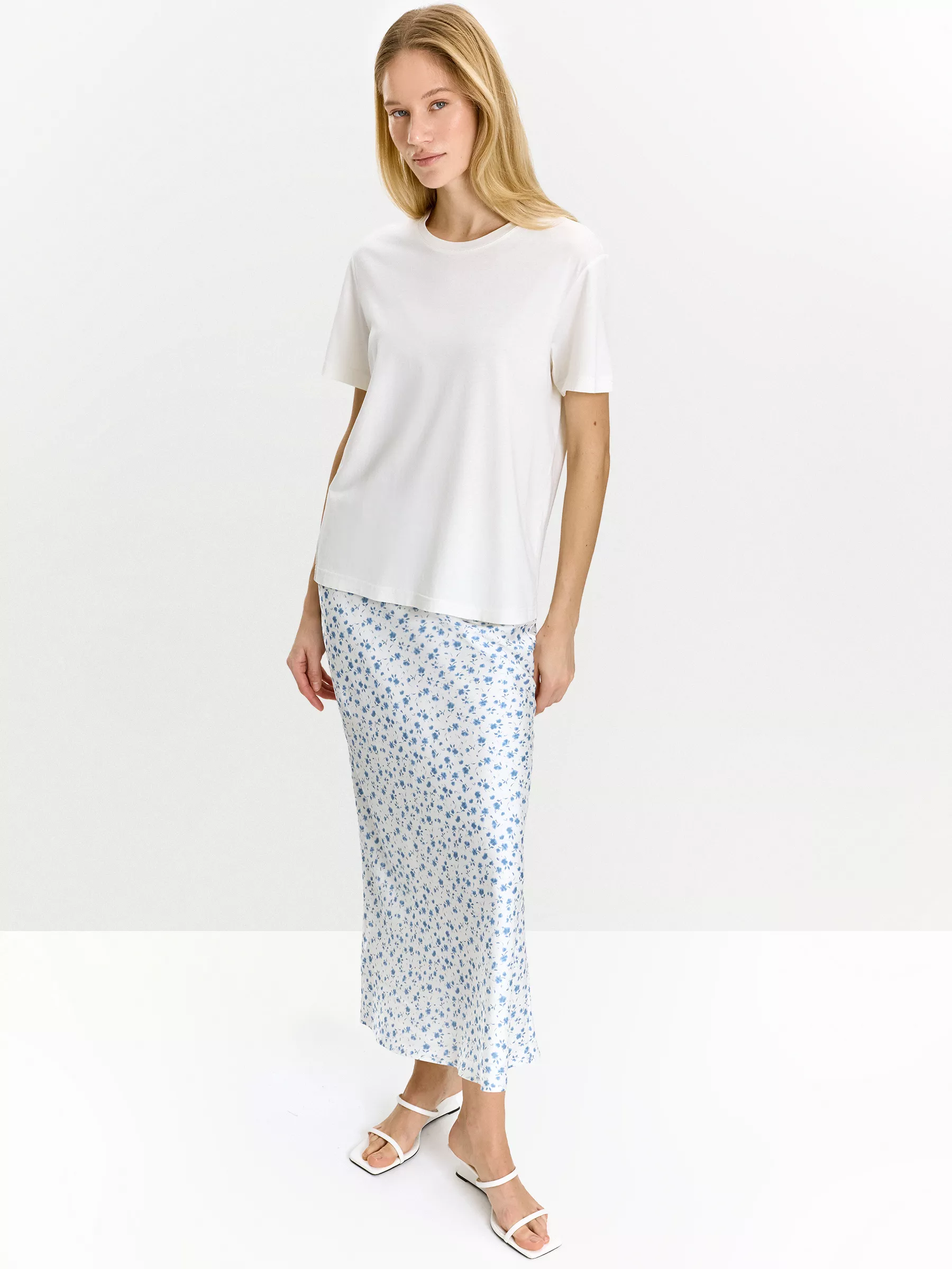 Юбка миди из 100% вискозы с цветочным принтом