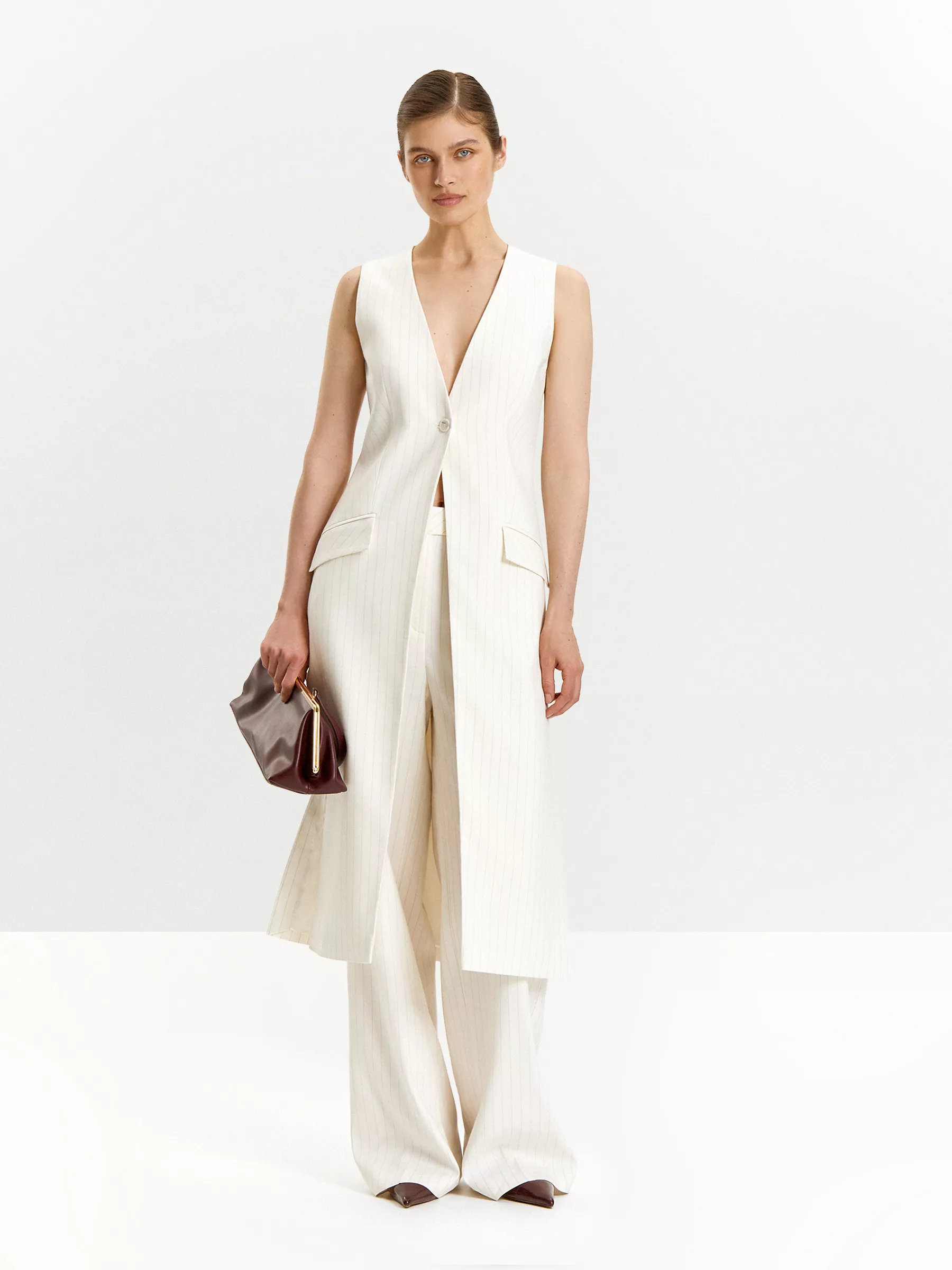 Удлиненный жилет в полоску