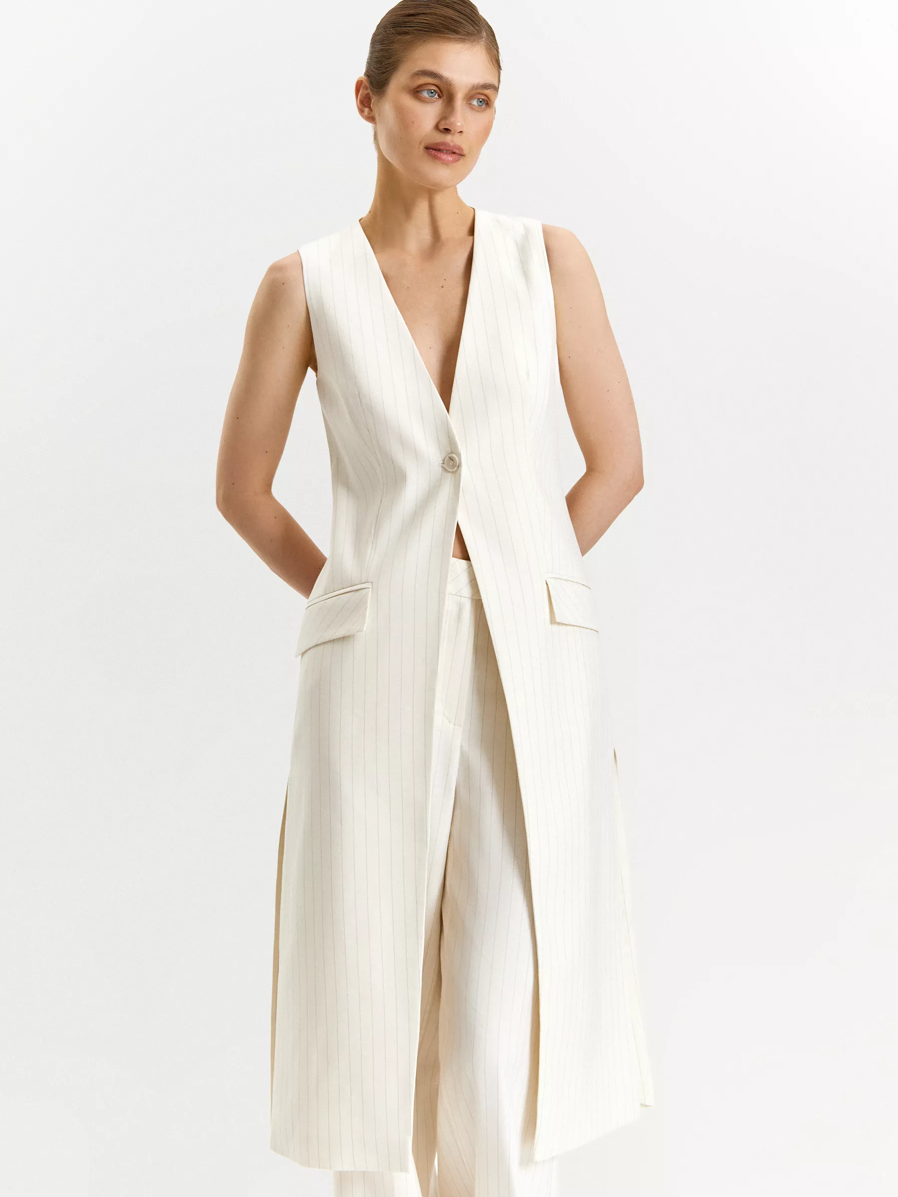 Удлиненный жилет в полоску