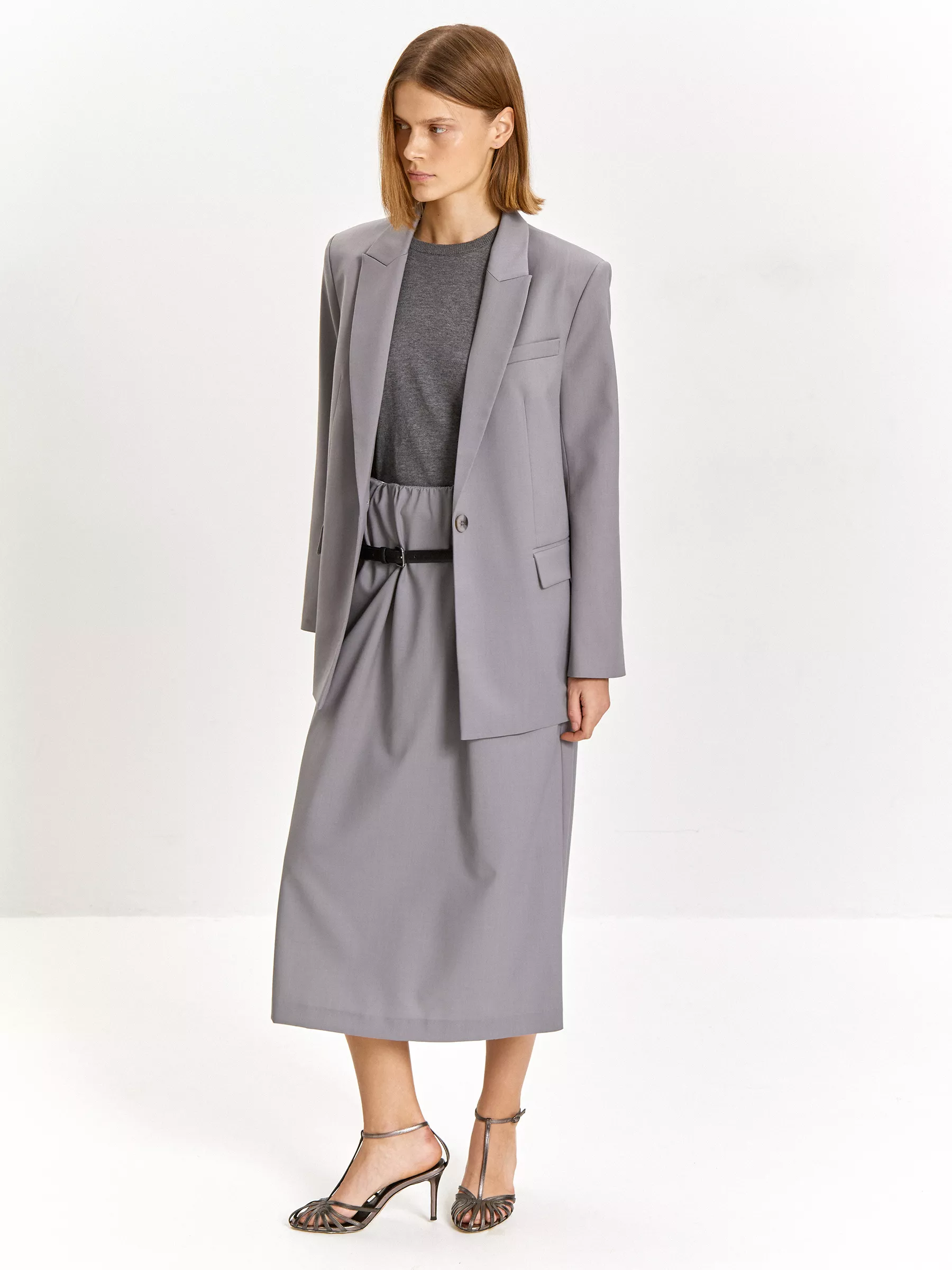 Юбка миди на резинке из костюмной шерсти