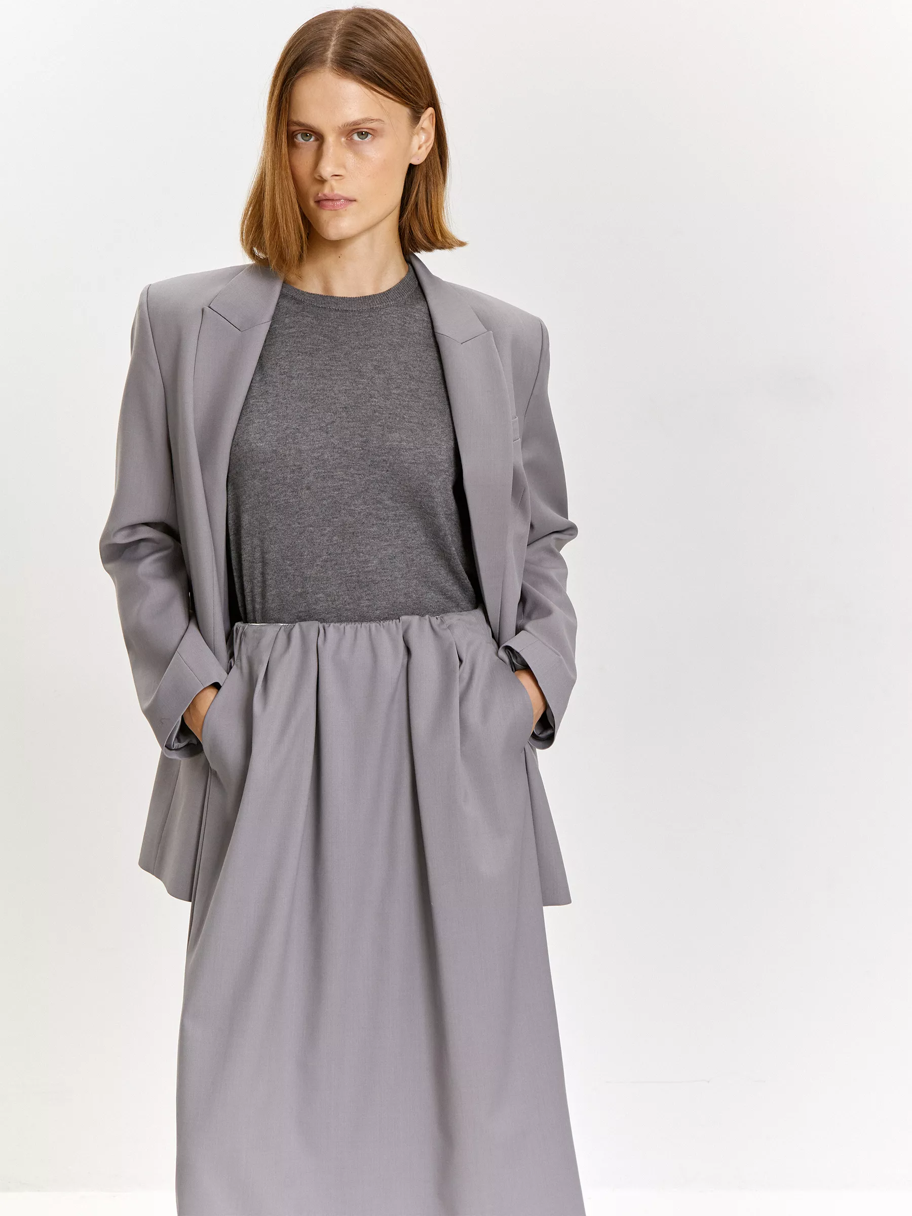 Юбка миди на резинке из костюмной шерсти