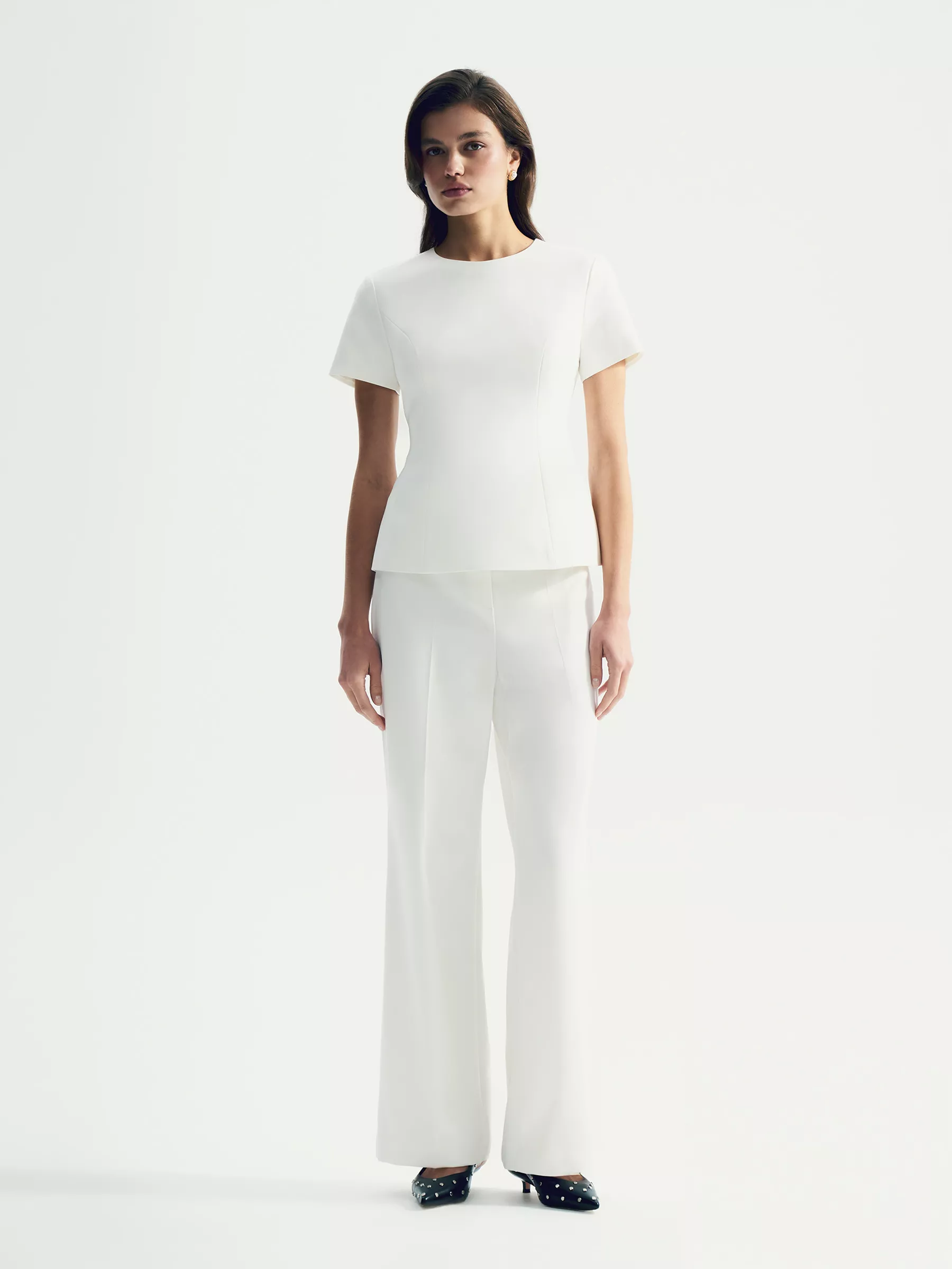 Костюмная блузка с коротким рукавом